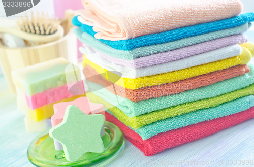 Image of Assortment of soap and towels