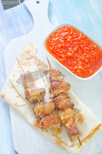 Image of kebab on lavash
