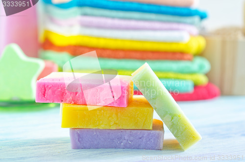 Image of Assortment of soap and towels