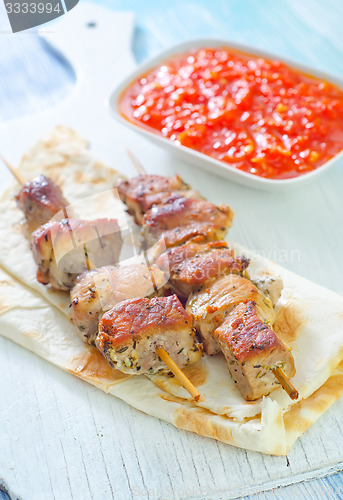 Image of kebab on lavash