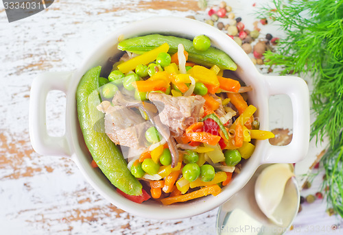 Image of baked vegetables with meat