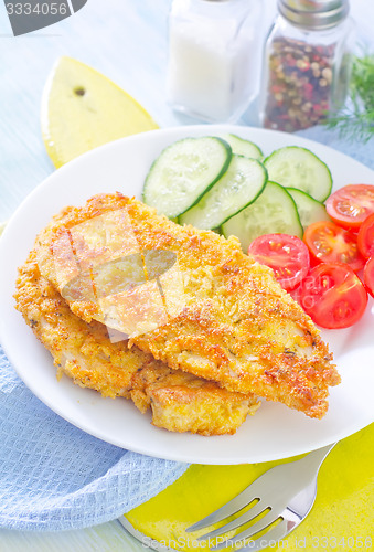 Image of fried chicken with vegetables