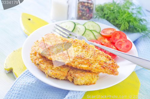 Image of fried chicken with vegetables