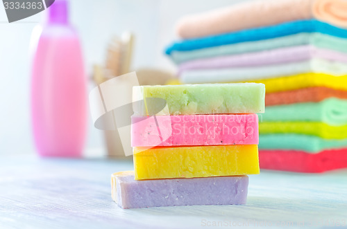 Image of Assortment of soap and towels