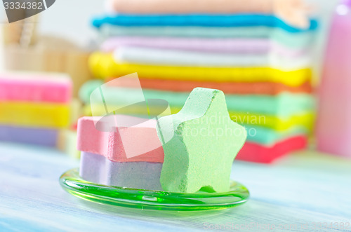 Image of Assortment of soap and towels