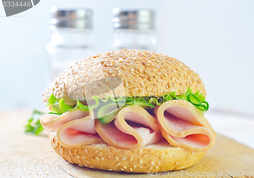 Image of sandwich with ham and cucumber