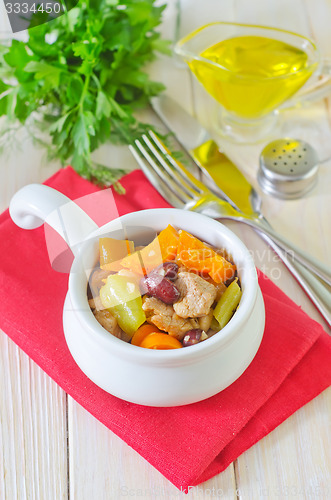 Image of baked meat with vegetables