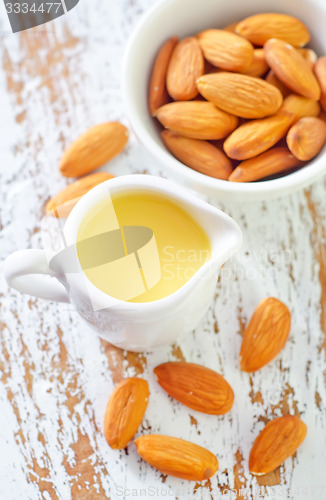 Image of almond essential oil and almond in bowl