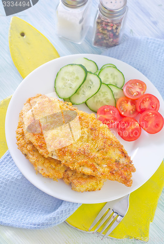 Image of fried chicken with vegetables