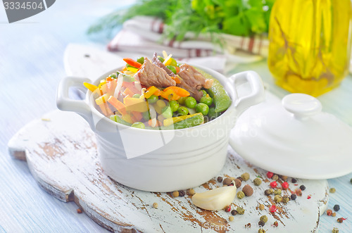 Image of baked vegetables with meat