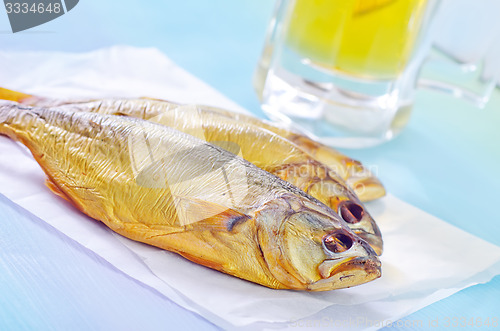 Image of smoked fish with beer