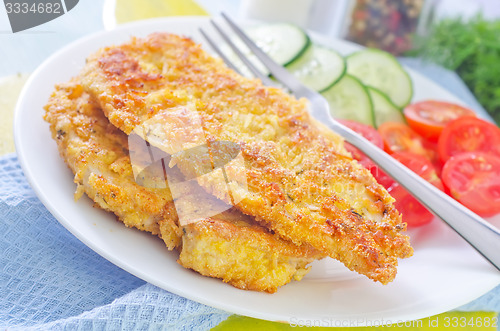 Image of fried chicken with vegetables