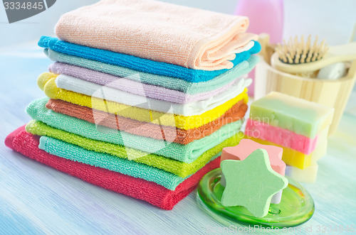 Image of Assortment of soap and towels