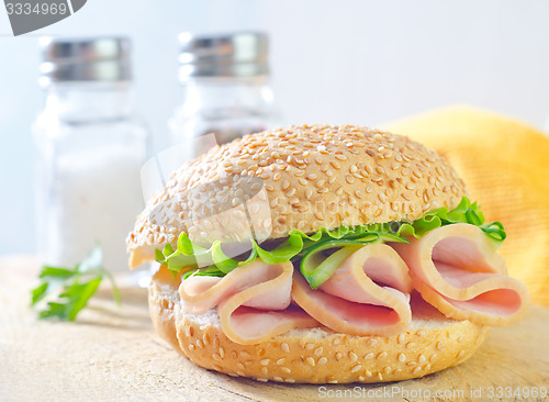 Image of sandwich with ham and cucumber