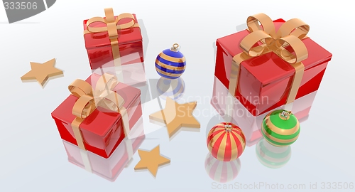 Image of Christmas balls and gifts