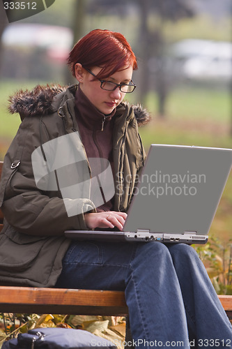 Image of Working on a laptop