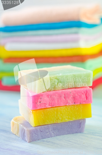 Image of Assortment of soap and towels