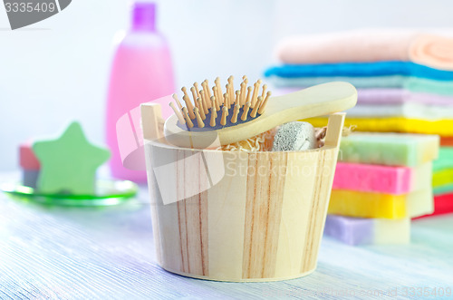 Image of Assortment of soap and towels