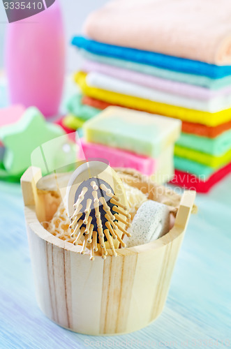 Image of Assortment of soap and towels