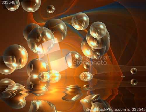 Image of bubbles and reflection abstract colored background