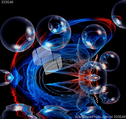 Image of bubbles and reflection abstract colored background