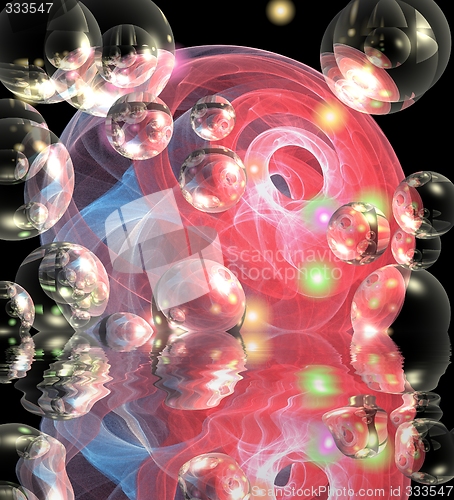 Image of bubbles and reflection abstract colored background