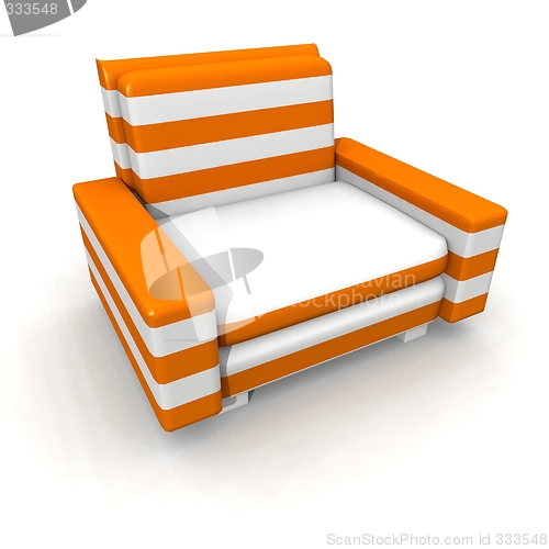 Image of orange and white armchair