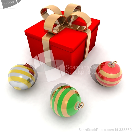 Image of Christmas gift and ornaments