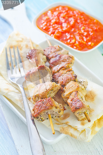 Image of kebab on lavash