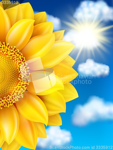Image of Sunflower against blue sky. EPS 10