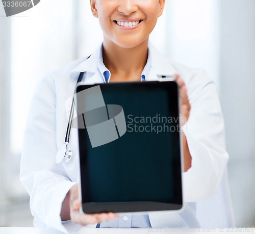 Image of african female doctor with tablet pc