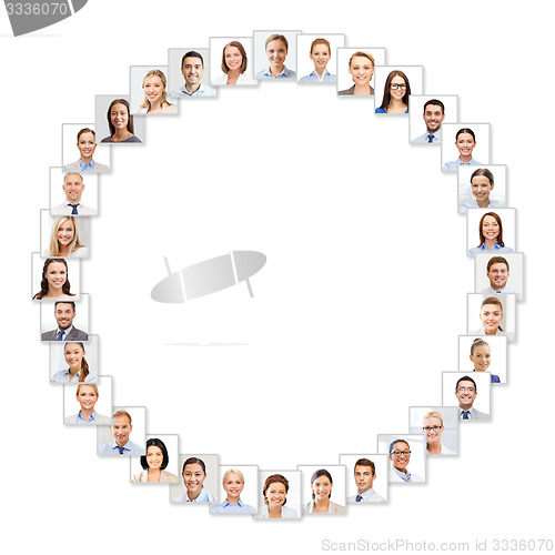 Image of many business people portraits in circle