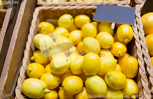 Image of ripe lemons at food market