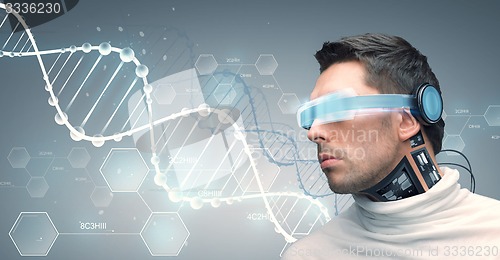 Image of man with futuristic glasses and sensors