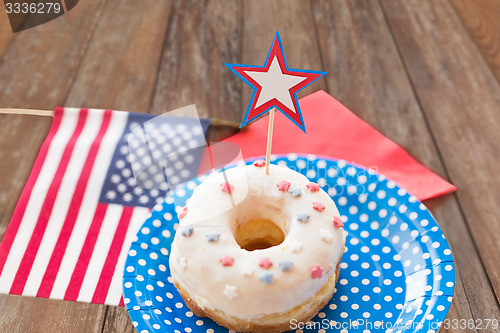 Image of donut with star decoration on independence day