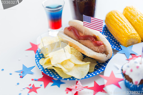 Image of food and drinks on american independence day party