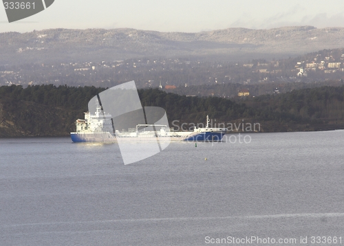 Image of Cargo boat at the Oslo fjord.