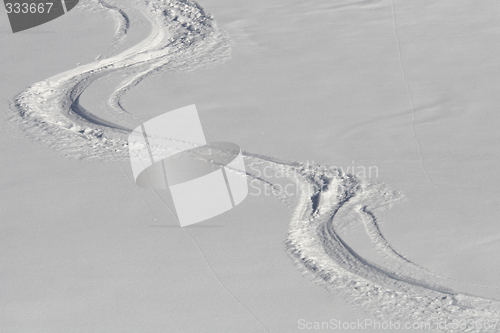 Image of Ski tracks in the snow