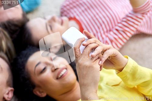 Image of close up of students or friends with smartphones