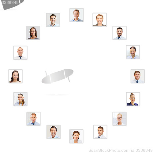 Image of many business people portraits in circle