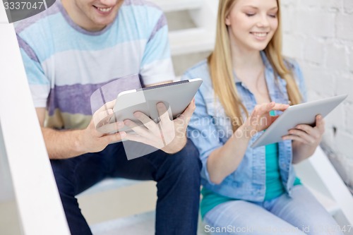 Image of close up of students with tablet pc at school