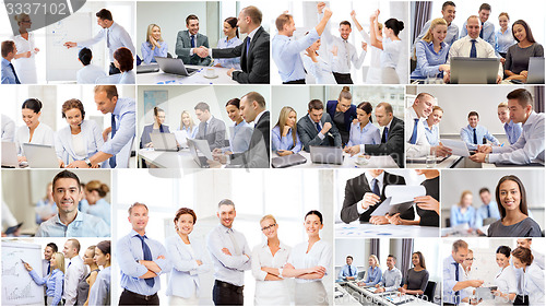 Image of collage with many business people in office