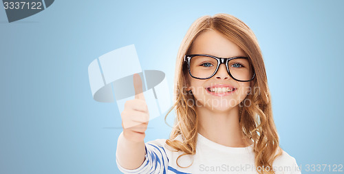 Image of little girl with black eyeglasses