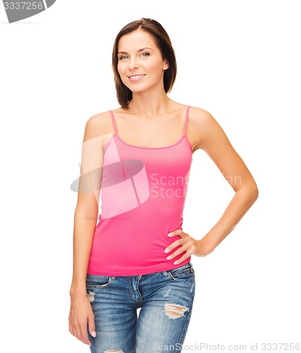 Image of woman in blank pink tank top