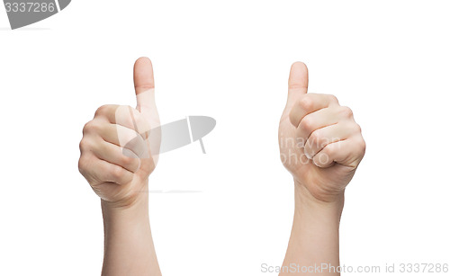Image of man hands showing thumbs up