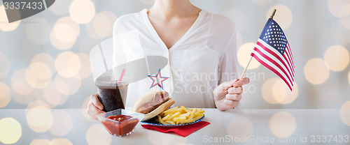 Image of woman celebrating american independence day