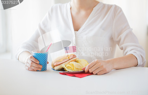 Image of woman celebrating american independence day