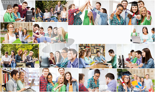 Image of collage with many pictures of college students