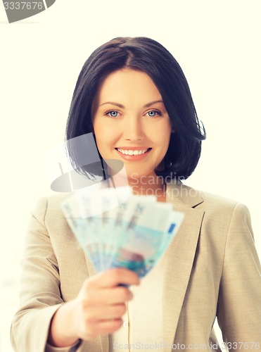 Image of lovely woman with euro cash money