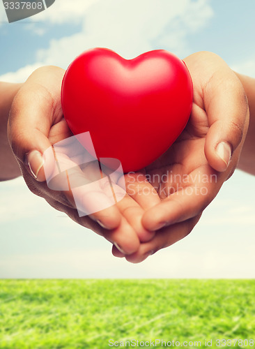 Image of womans cupped hands showing red heart